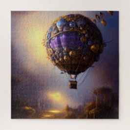 Fantasy Steampunk Paarse luchtballon Legpuzzel