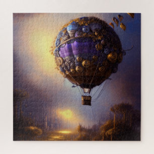 Fantasy Steampunk Paarse  luchtballon Legpuzzel