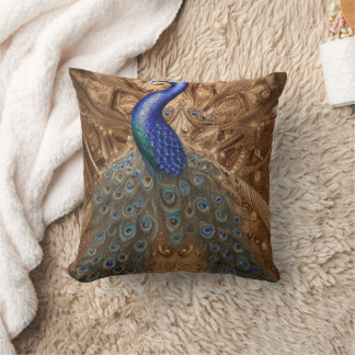 Fantasy Steampunk Peacock Blue in Waterverf Kussen