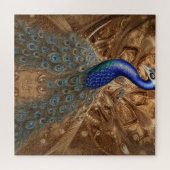 Fantasy Steampunk Peacock Blue in Waterverf Legpuzzel (Horizontaal)