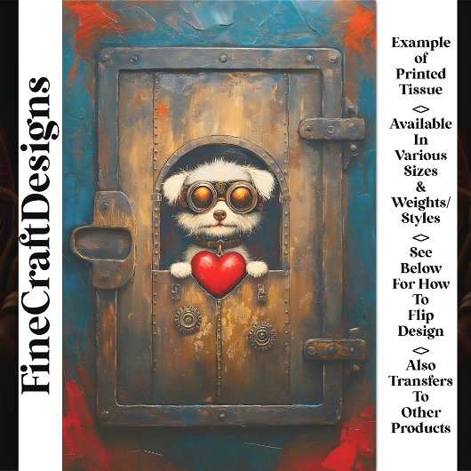 Fantasy Steampunk Puppy Dog + Hart AR3 Decoupage Tissuepapier