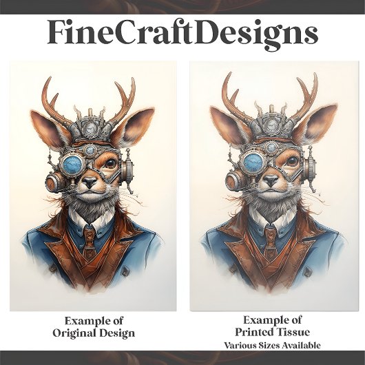 Fantasy Steampunk Rendier Kerstmis D9 Decoupage Tissuepapier