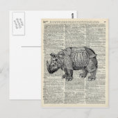 Fantasy steampunk Rhinoceros Briefkaart (Voorkant / Achterkant)