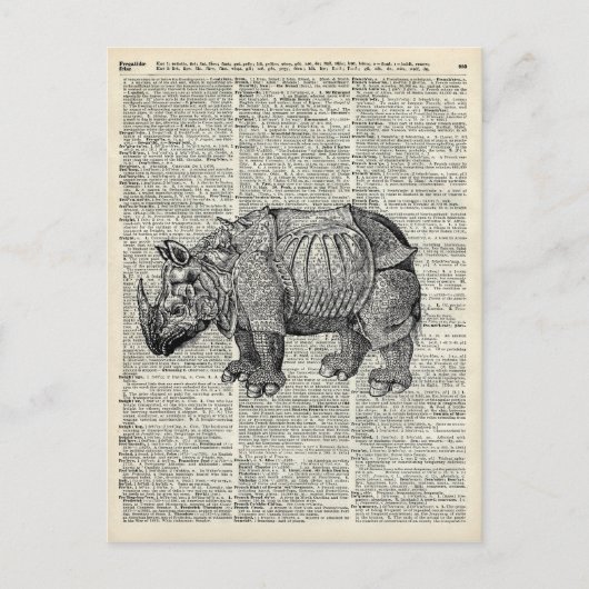 Fantasy steampunk Rhinoceros Briefkaart (Voorkant)