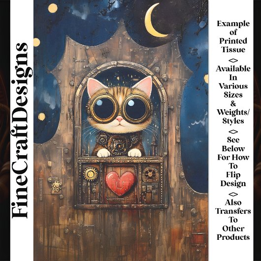 Fantasy Steampunk Tabby Katje AR1 Decoupage Tissuepapier