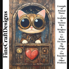 Fantasy Steampunk Tabby Katje AR2 Decoupage Tissuepapier