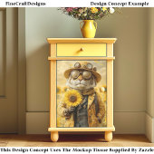 Fantasy Steampunk Tijger, Zonnebloemen AK9F Decoup Tissuepapier