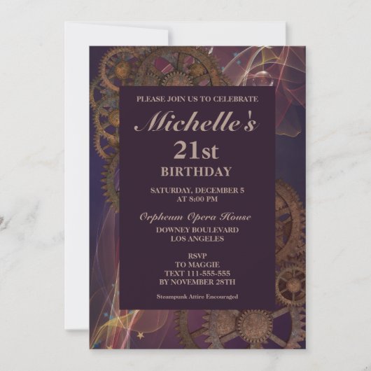 Fantasy Steampunk Verjaardagsuitnodiging Kaart (Voorkant)