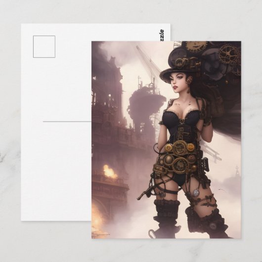 Fantasy Steampunk Vrouw Briefkaart (Voorkant / Achterkant)