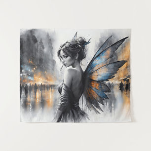 Fantasy stedelijke fee elegante schoonheid dromeri wandkleed