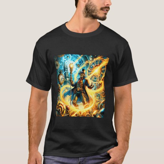 Fantasy Stoomtech Tijd Wizard T-shirt (Voorkant)