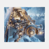 Fantasy Stoomtrein Winter Fleece Deken (Voorkant (Horizontaal))