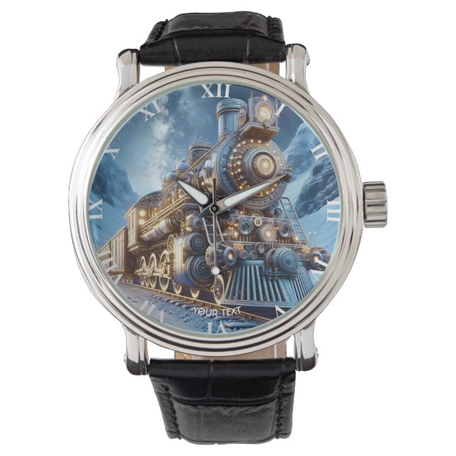 Fantasy Stoomtrein Winter Horloge (Voorkant)