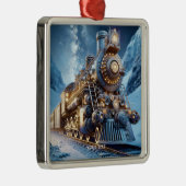 Fantasy Stoomtrein Winter Metalen Ornament (Rechts)