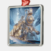 Fantasy Stoomtrein Winter Metalen Ornament (Links)