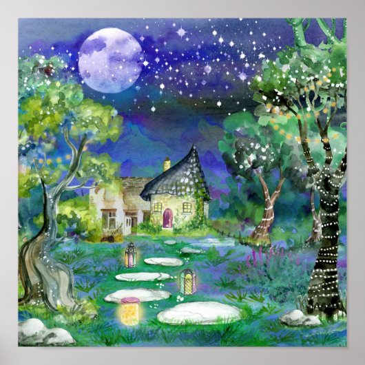 Fantasy Storybook Fairyland Landscape Afbeelding Poster (Voorkant)