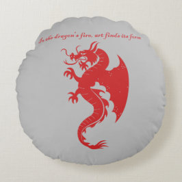 Fantasy Stroke Dragon kunst merchandise Rond Kussen