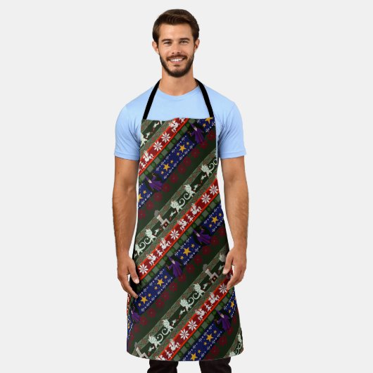 Fantasy Style Ugly Sweater Pattern Apron Schort (Gedragen)