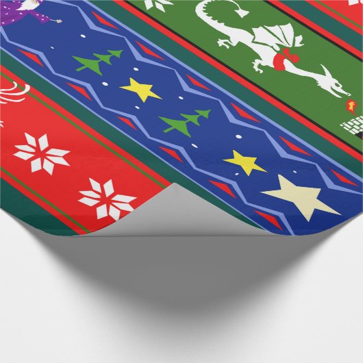 Fantasy Style Ugly Sweater Pattern Cadeaupapier (Hoek)