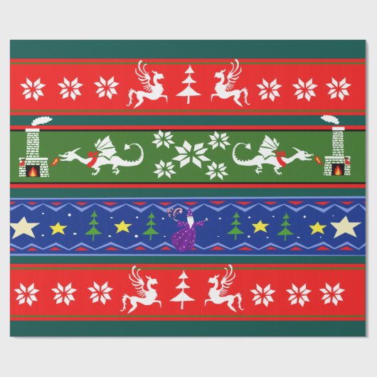 Fantasy Style Ugly Sweater Pattern Cadeaupapier (Vlak)