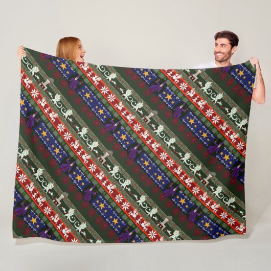 Fantasy Style Ugly Sweater Pattern Fleece Deken (In situ)