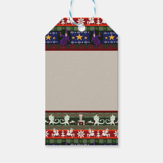 Fantasy Style Ugly Sweater Pattern Gift Labels Cadeaulabel (Voorkant)