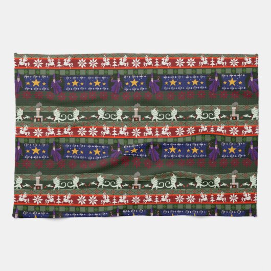 Fantasy Style Ugly Sweater Pattern Kitchen Towel Theedoek (Horizontaal)