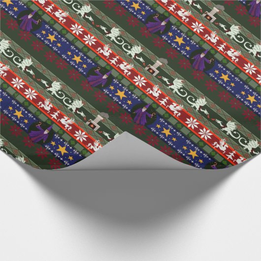 Fantasy Style Ugly Sweater Pattern Wrapping Paper Cadeaupapier (Hoek)