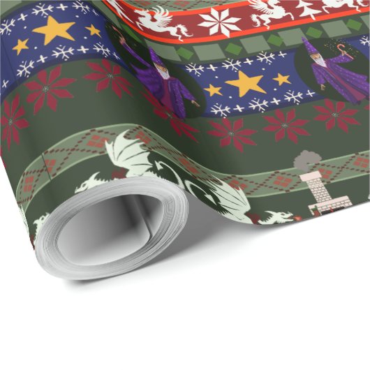 Fantasy Style Ugly Sweater Pattern Wrapping Paper Cadeaupapier (Rol Hoek)