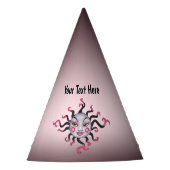 Fantasy Sun gezicht Roze zwarte stralen met schui Feesthoedjes (Voorkant)