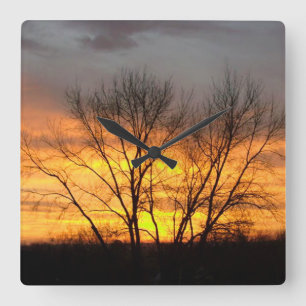 Fantasy Sunset 6 Square Wall Clock Vierkante Klok