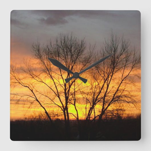 Fantasy Sunset 6 Square Wall Clock Vierkante Klok (Voorkant)