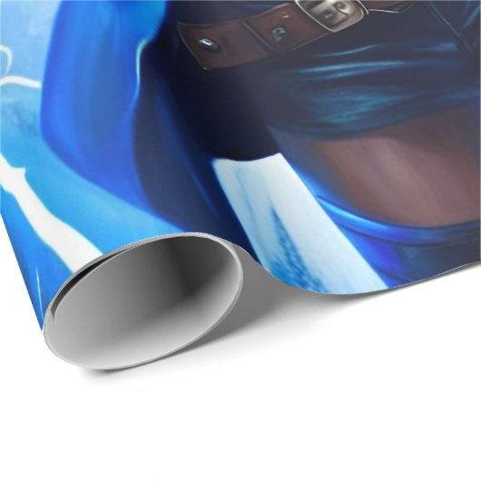 Fantasy Super Hero Meisje Met Bliksemkracht Cadeaupapier (Rol Hoek)