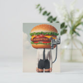 Fantasy Surreal Cheeseburger Woman Briefkaart (Staand voorkant)