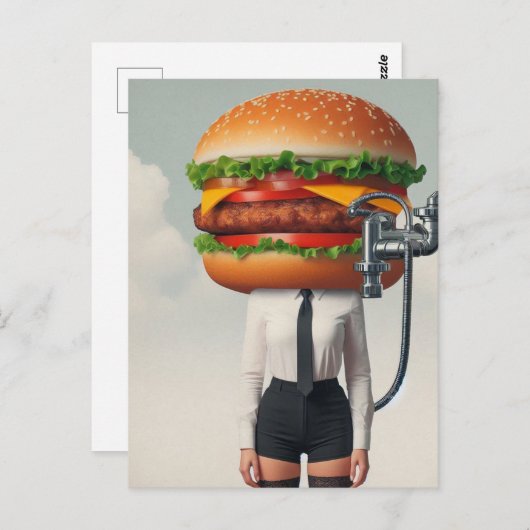 Fantasy Surreal Cheeseburger Woman Briefkaart (Voorkant / Achterkant)