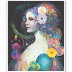 Fantasy Surreal Cosmic Woman Goddess Sticker