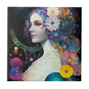 Fantasy Surreal Cosmic Woman Goddess Tegeltje