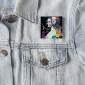 Fantasy Surreal Cosmic Woman Goddess Vierkante Button 5,1 Cm (In situ)