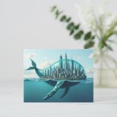 Fantasy Surreal Walvis Stad Briefkaart (Staand voorkant)