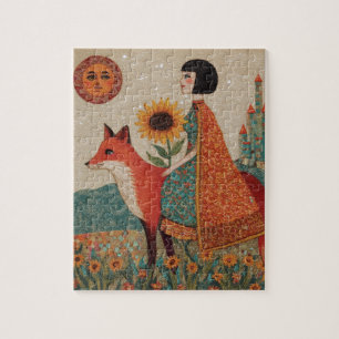 Fantasy Surrealistische Vrouw en Haar Rode Vos Legpuzzel