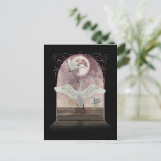 Fantasy Swan Briefkaart Art (Staand voorkant)