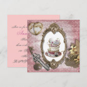 Fantasy Tea Party Bruids Douche Uitnodiging (Voorkant / Achterkant)