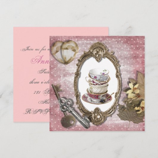  Fantasy Tea Party Bruids Douche Uitnodiging (Voorkant / Achterkant)