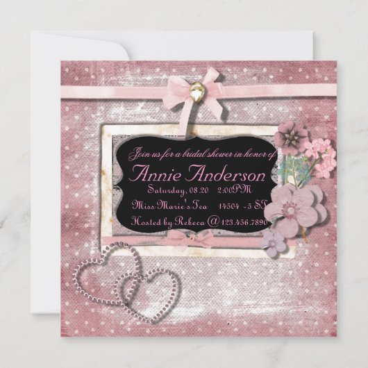 Fantasy Tea Party Bruids Douche Uitnodiging (Achterkant)