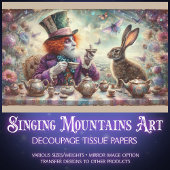 Fantasy Tea Party Wonderland Hatter Hare Decoupage Tissuepapier