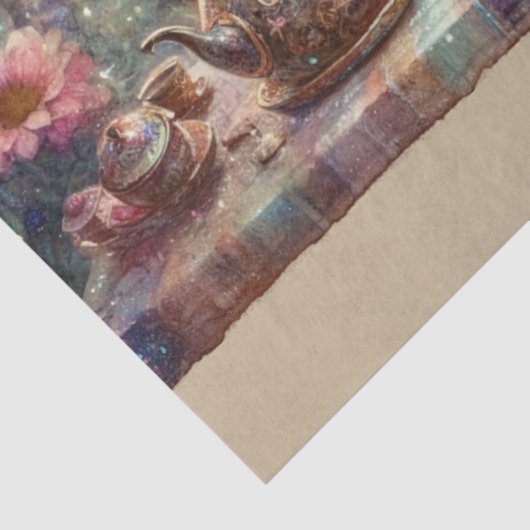 Fantasy Tea Party Wonderland Hatter Hare Decoupage Tissuepapier (Detail)