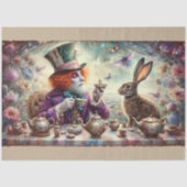 Fantasy Tea Party Wonderland Hatter Hare Decoupage Tissuepapier (Voorkant)