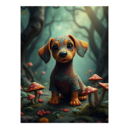 Fantasy Teckel Puppy Art Perfect Poster