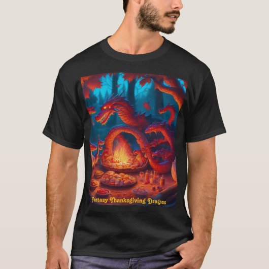 Fantasy Thanksgiving Dragons T-shirt (Voorkant)