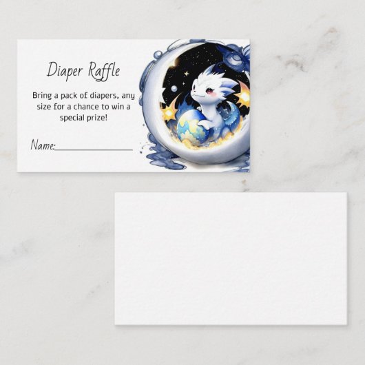 Fantasy-thema Dragon Baby shower Luier Raffle Informatiekaartje (Voorkant / Achterkant)